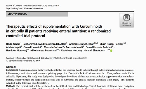 Therapeutic effects of supplementation with Curcuminoids in critically ill patients receiving enteral nutrition